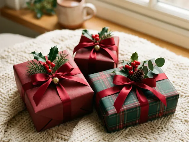 Gifts wrapped in the Classic Christmas style